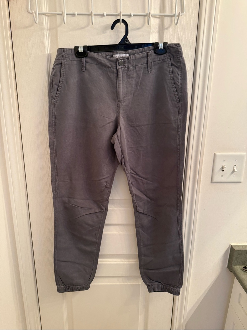 Calvin Klein Slate Gray Elastic-Cuff Cropped Pants